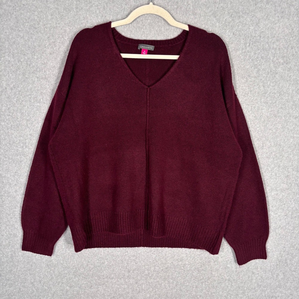Vince Camuto Oversized Slouchy Sweater Medium Burgundy Comfy Cozy Minimalist
